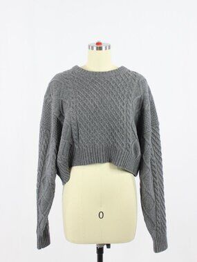 Aritzia SUNDAY BEST Peggy Wool Blend Cable Knit Cropped Crew Sweater, Size M